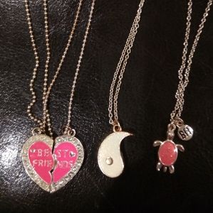 4 Set Best Friends Necklace; Half Hearts BFF